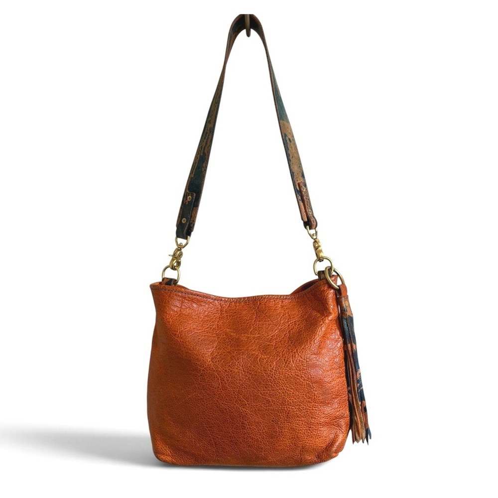 Easten Leathers Handcrafted Cognac Hobo Tote Bag +Dipped Dyed Guitar Style Strap - Picture 2 of 9